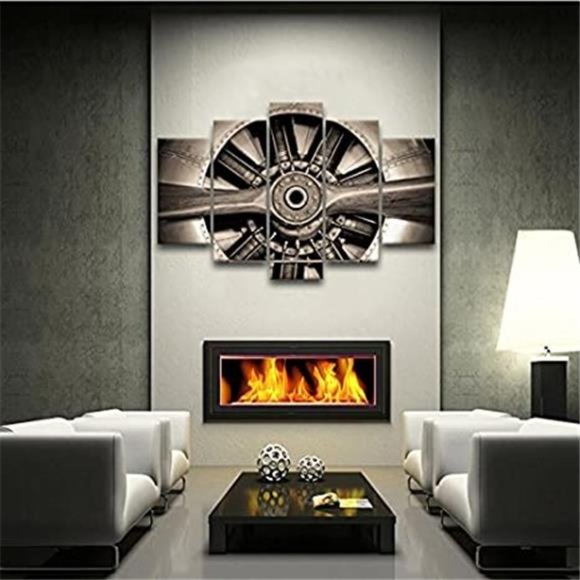 Xlarge 5 Panels Vintage Canvas Art Wall Decor Turbine Plane Propeller, 40"x60" - Picture 3 of 7
